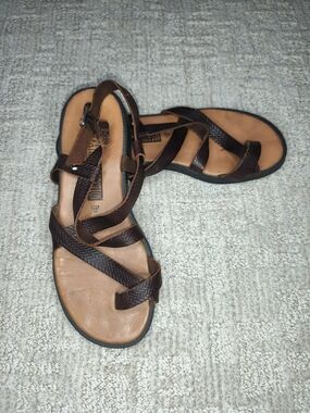 The Leather Collection Women's Sandals Size 7,5 Brown Leather Open Toe Strappy